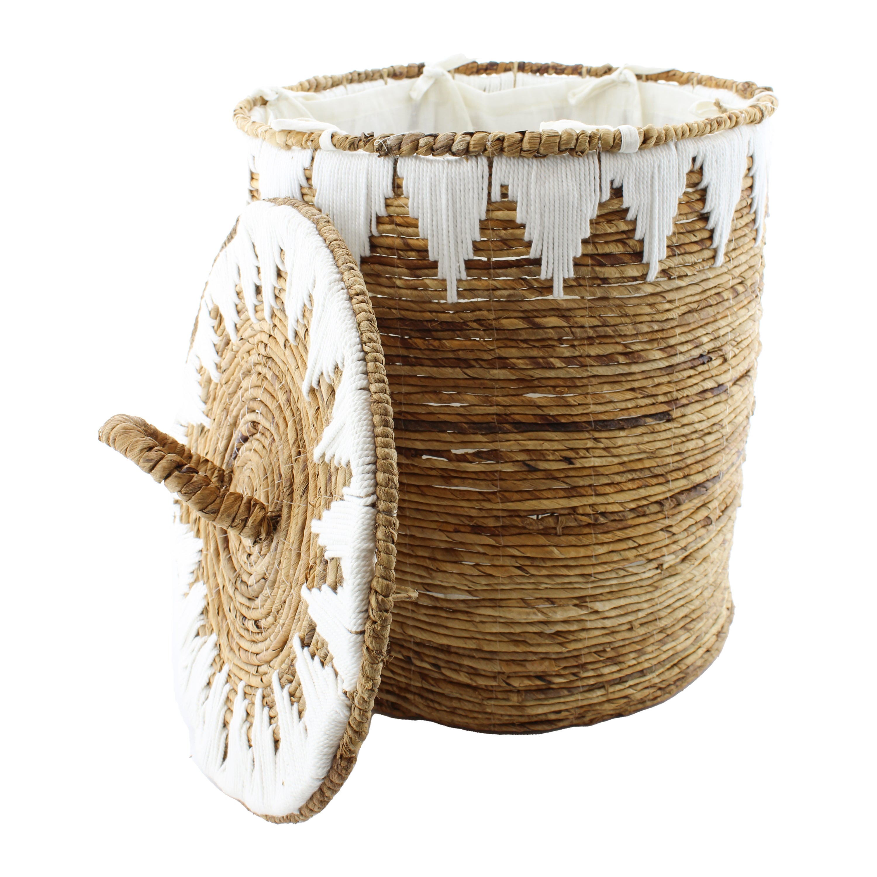 Van der Leeden Abaca Wasmand H 55 x Ã 50 cm - Naturel / Wit