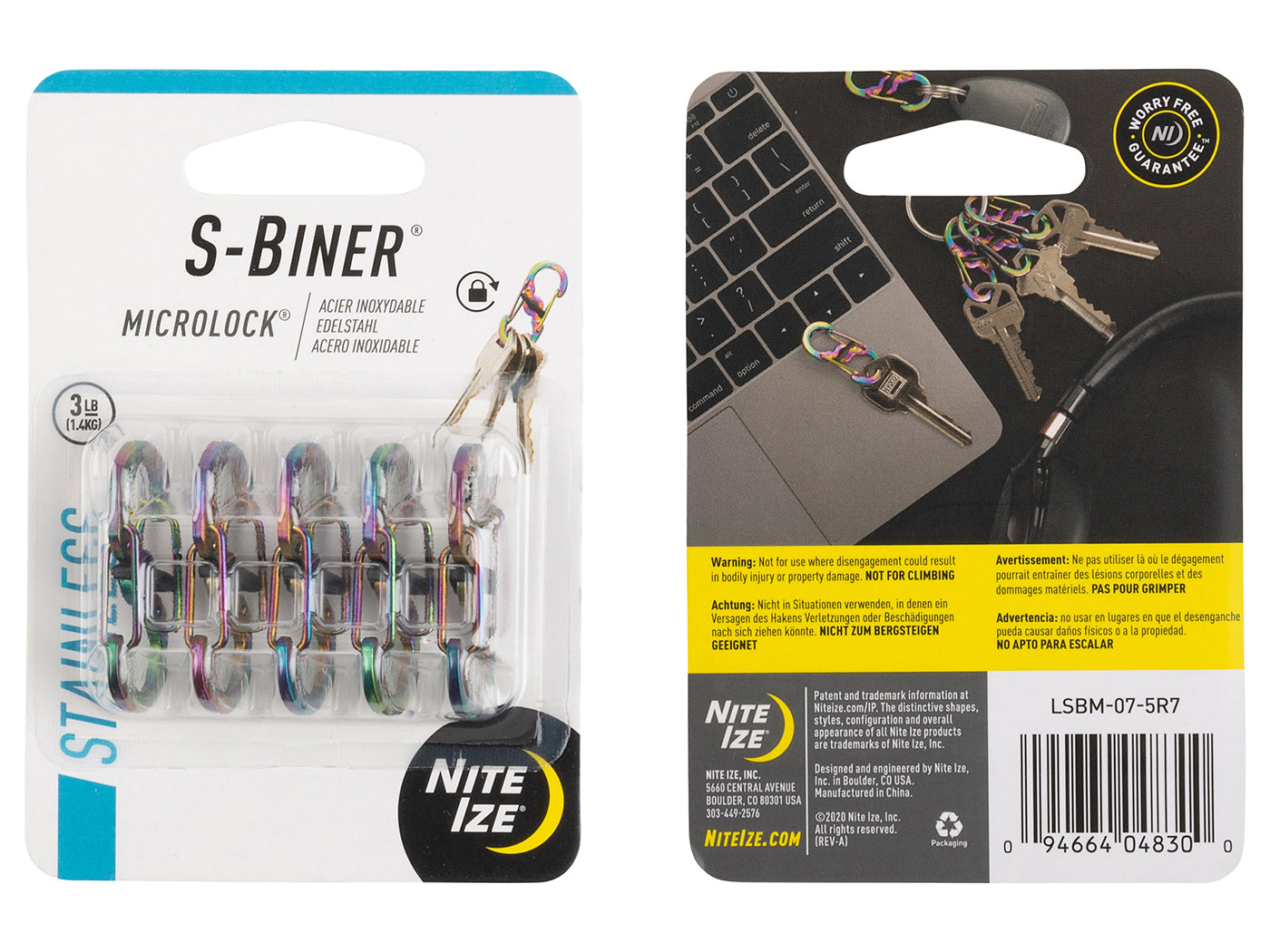 Nite Ize S-Biner Karabijnhaak Microlock 5-Pack Spectrum