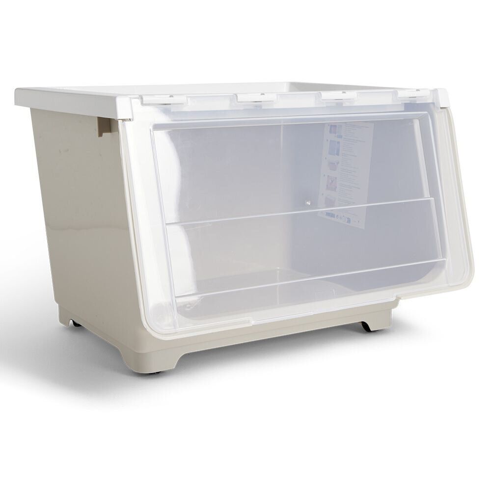 Boîte avec couvercle 45L beige 43xH30,5x39cm