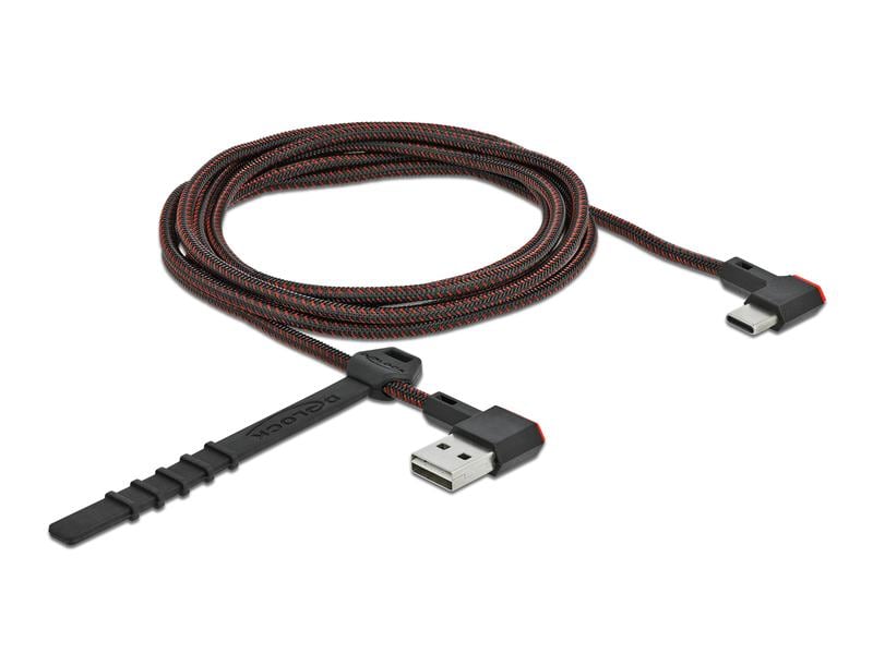 Delock USB 2.0-Kabel EASY USB USB A - USB C 2 m Delock EASY-USB 2.0 Kabel Typ-A Stecker zu USB Type-C Stecker gewinkelt links / rechts 2 m schwarz