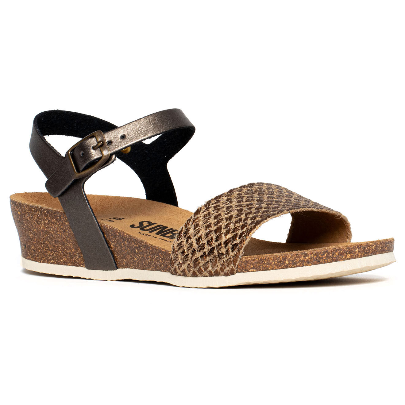 Sunbay Sandales compensées Esperance bronze - Talon 4 cm
