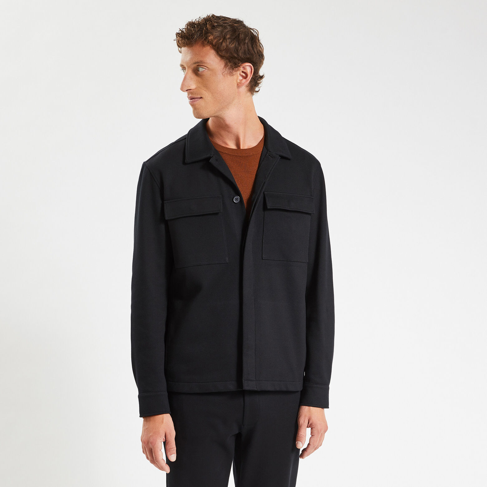 Surchemise unie coton maille Noir