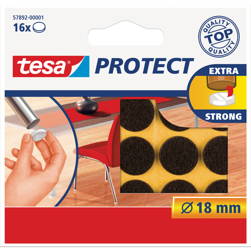 Tesa Filzgleiter Protect 18mm, 16 Stück, braun