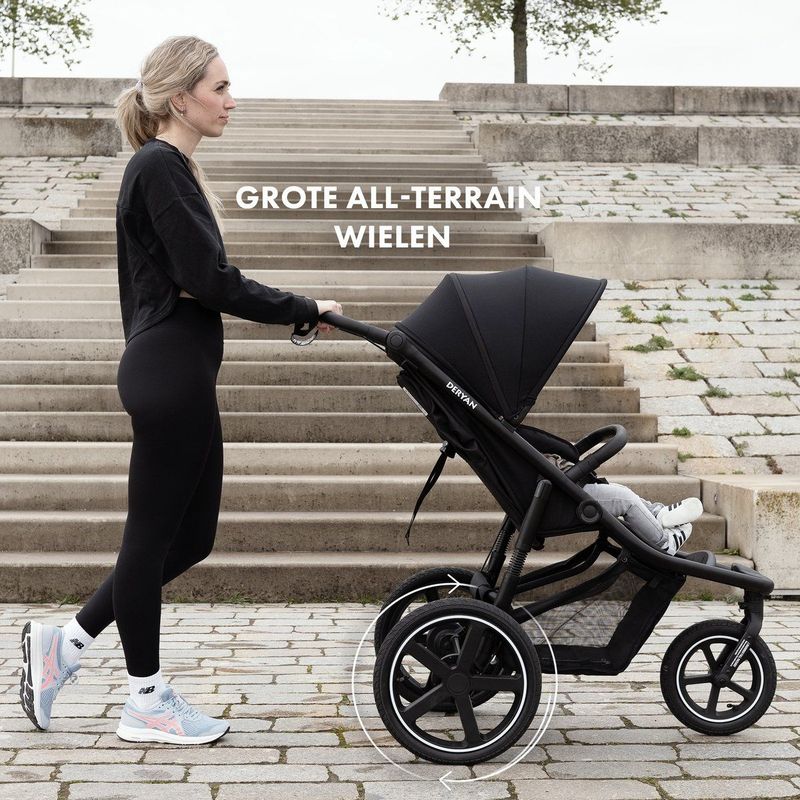 Deryan - Luxe Bolt - Hardloop Kinderwagen - Creme - Inclusief Muggennet en Pomp