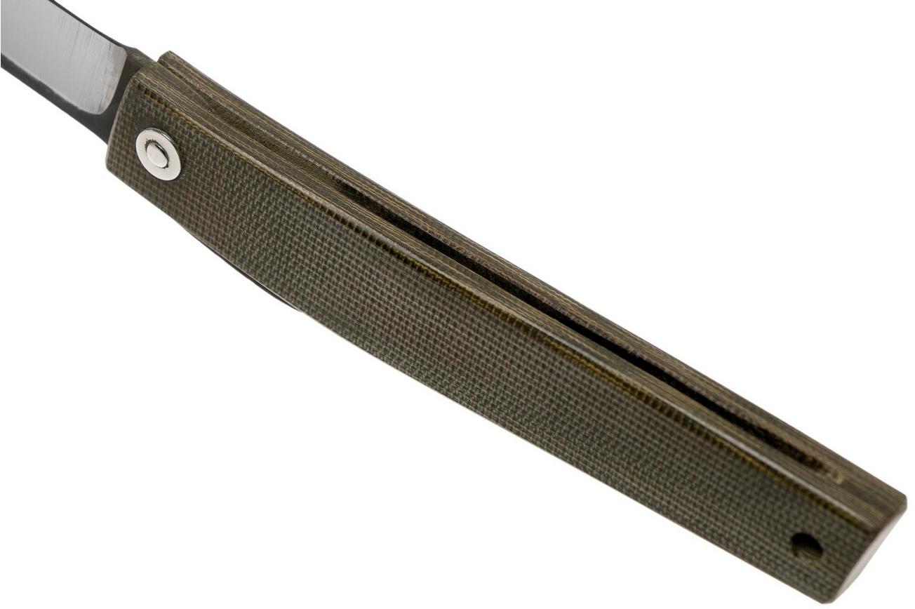 Ohta FK9 Higonokami-zakmes, Green Canvas Micarta