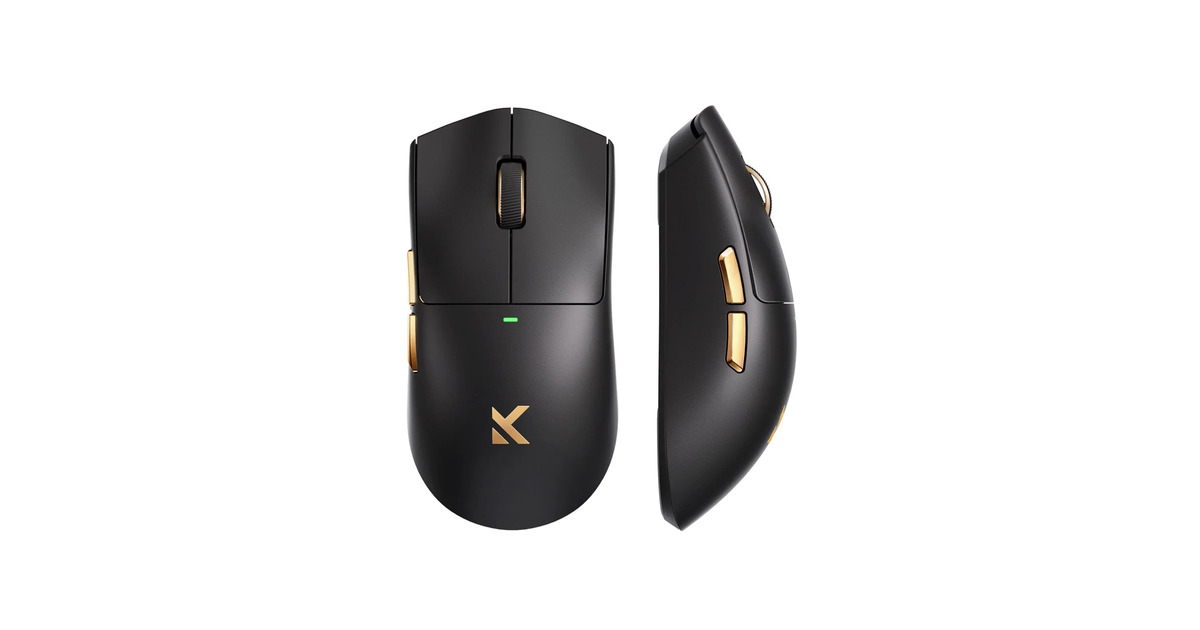 MCHOSEK7 Ultra Lightweight Wireless Gaming Mouse  (Zwart/goud, RGB, USB / 2.4 GHz, 42.000 DPI)