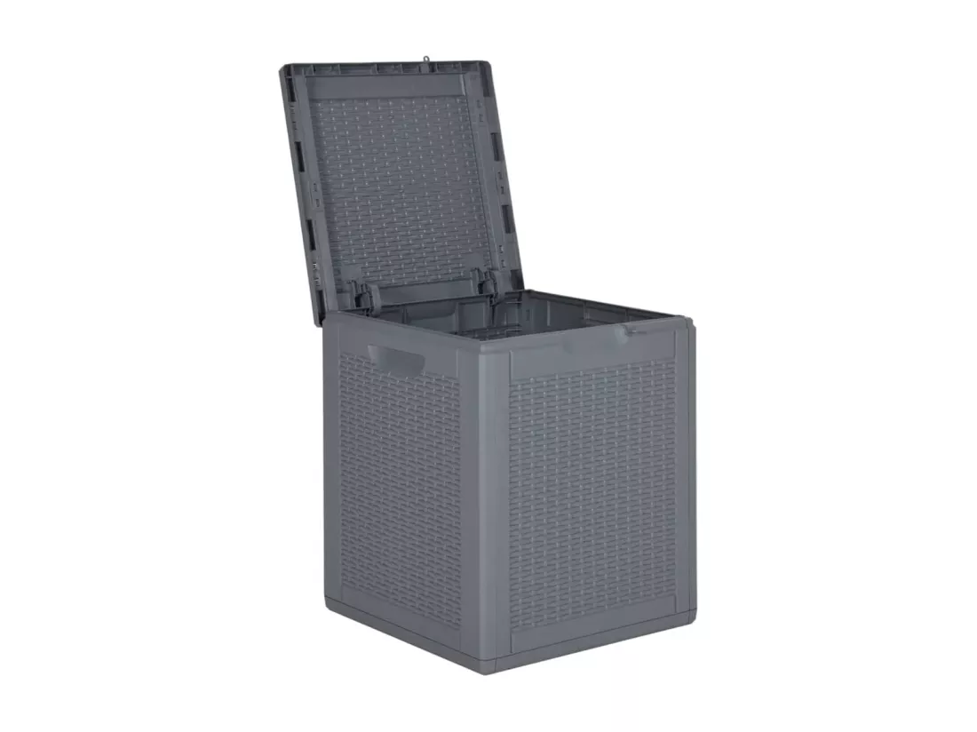 Prolenta Premium - Boîte de rangement de jardin gris PP rotin 90 L