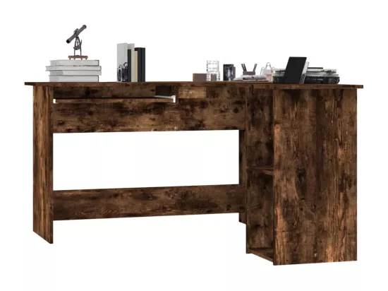 Bureau d'angle chêne fumé 120x140x75 cm bois d'ingénierie