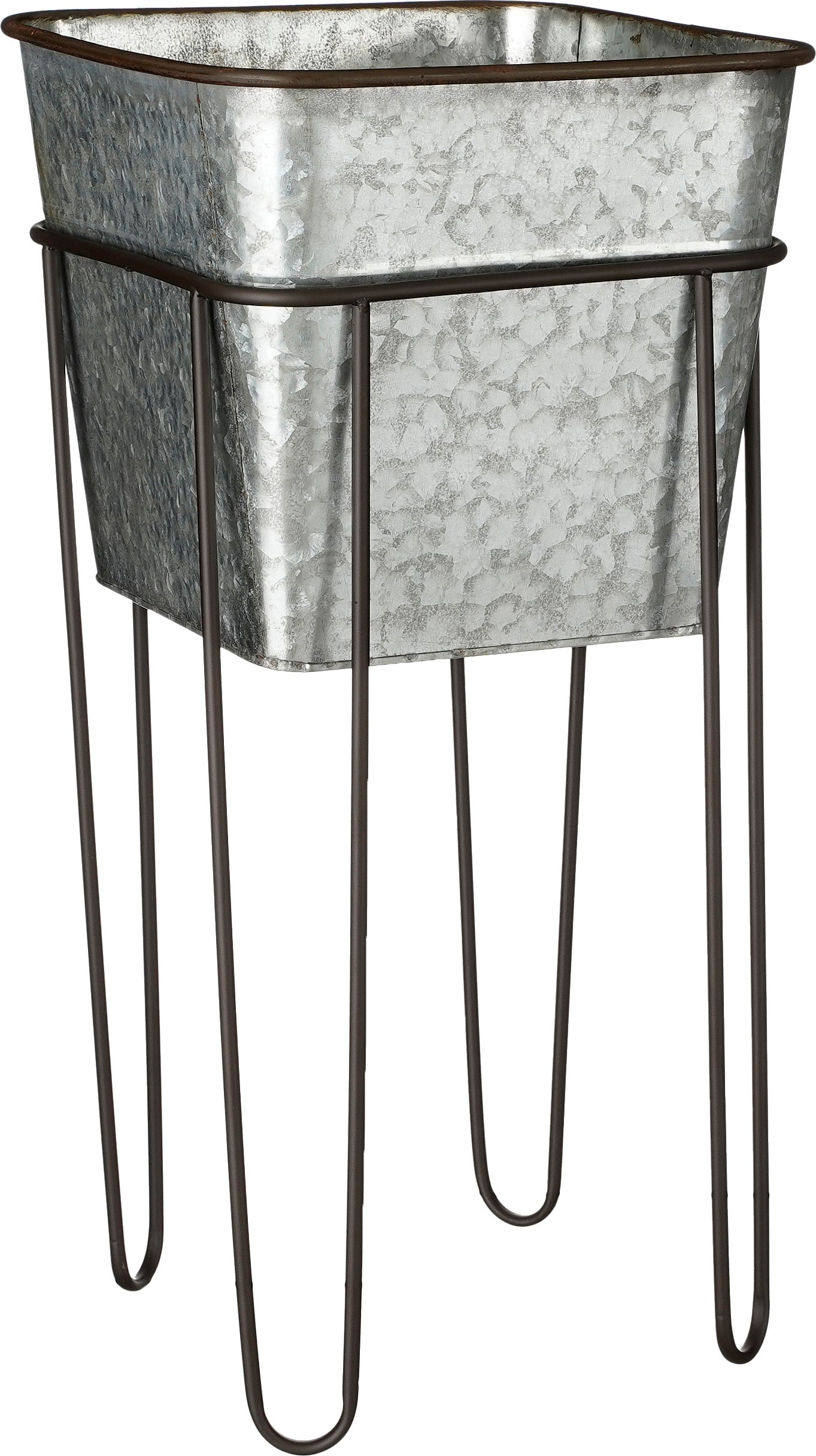 Mica Decorations bloempot Clara zilver / zwart 32 x 32 x 67 cm