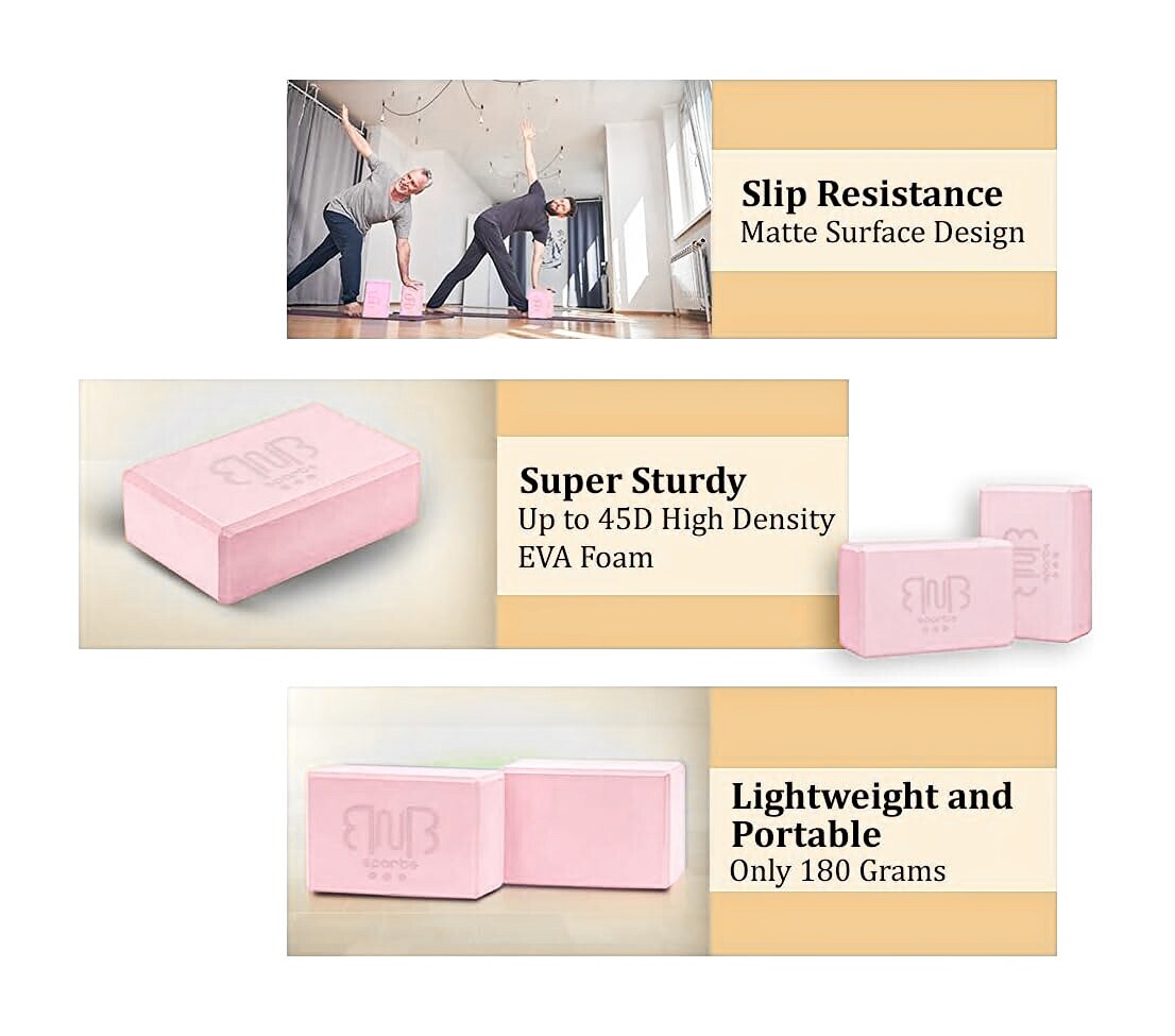 2er Pack Premium Yoga Blöcke Stabile Sportmatte, rutschfest