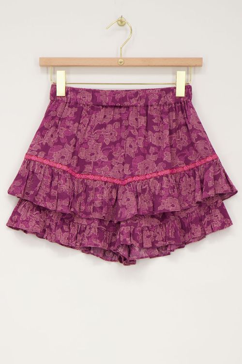 Roze skort met tapes en bloemenprint