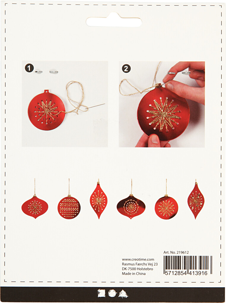Sykarton - Juleornamenter - H 8,5-12 CM - Metallic Sølv - 8 Stk