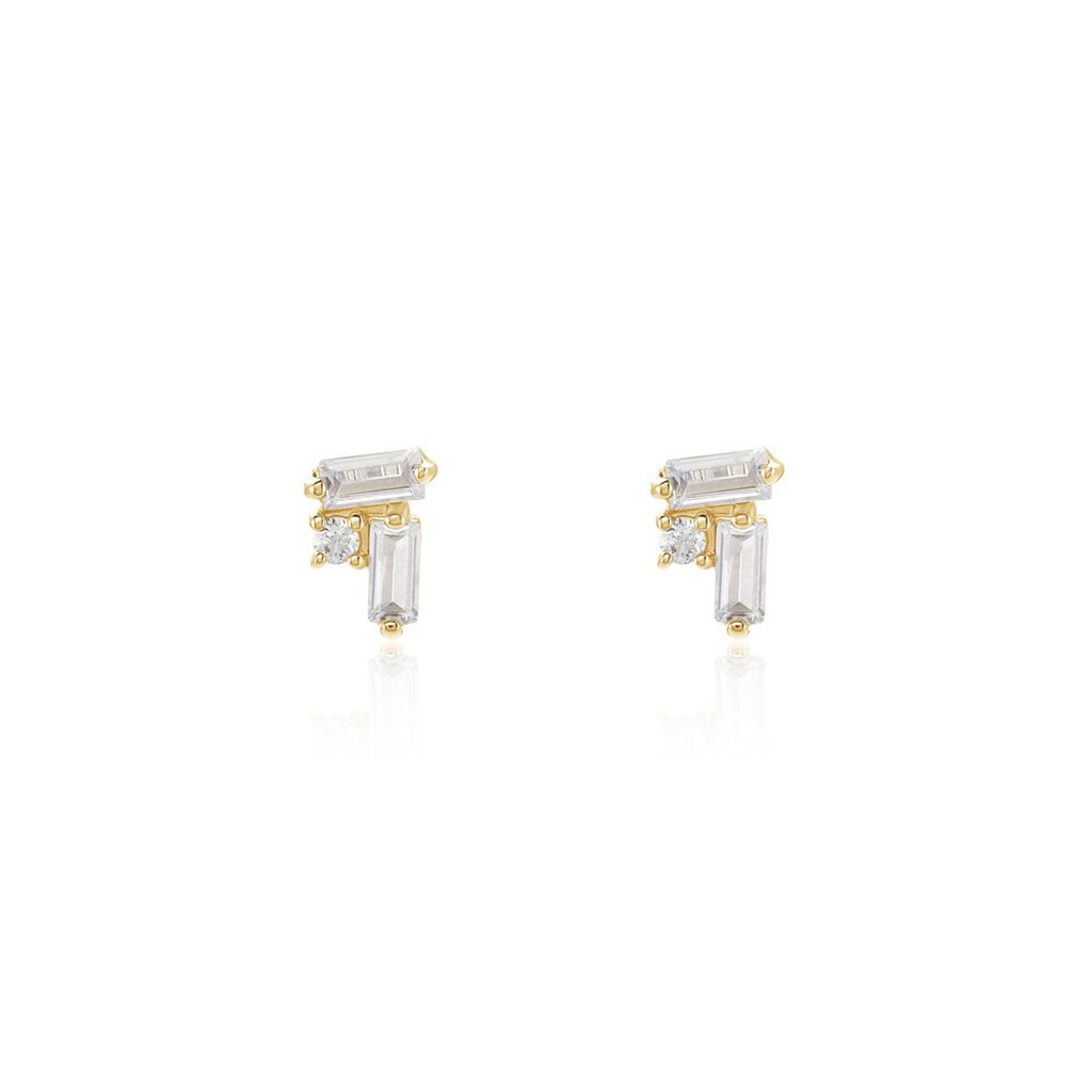 Boucles D'oreilles Puces Jardins D'hiver Plaqué Or Oxyde De Zirconium
