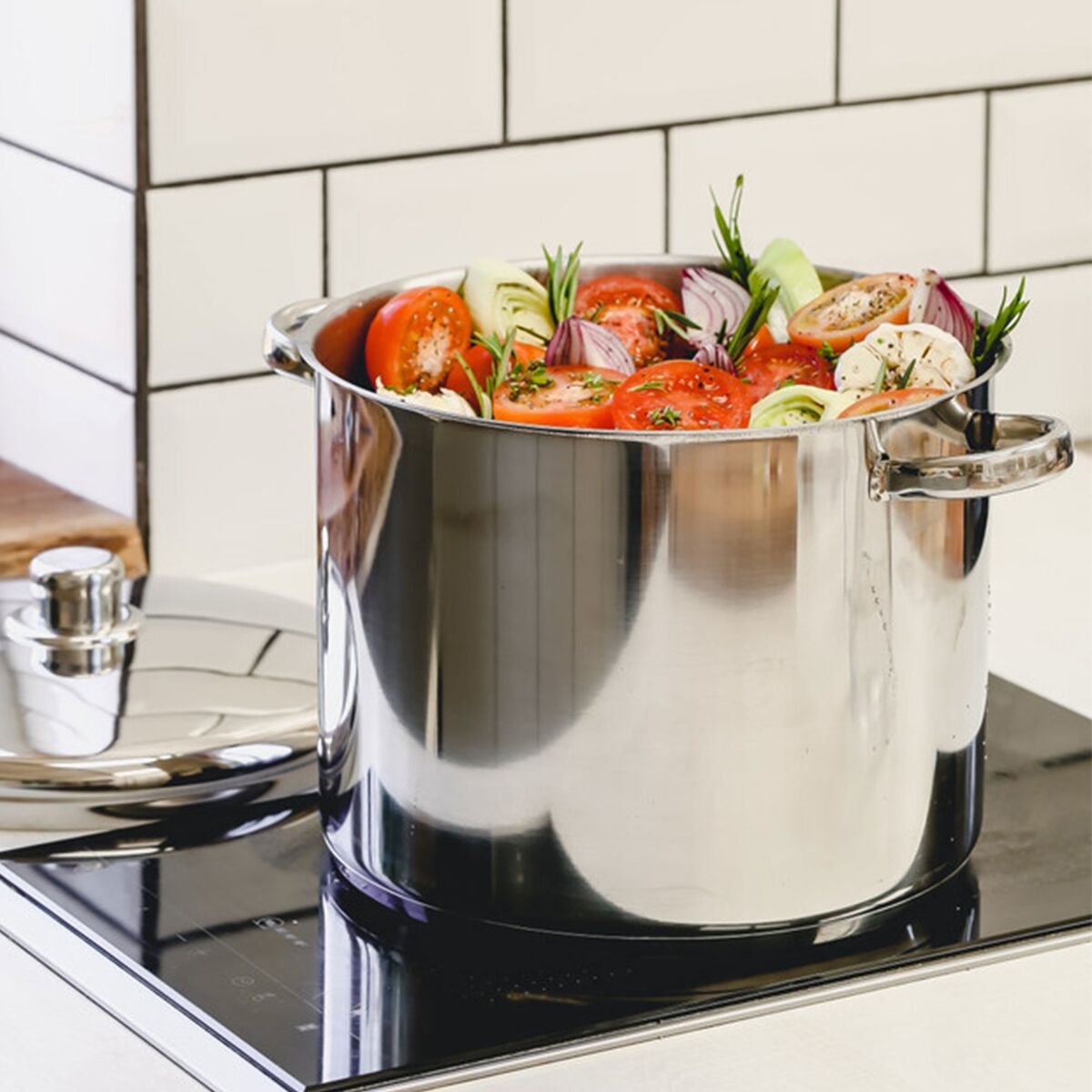 Gryte med lokk 14 liter, rustfritt stål