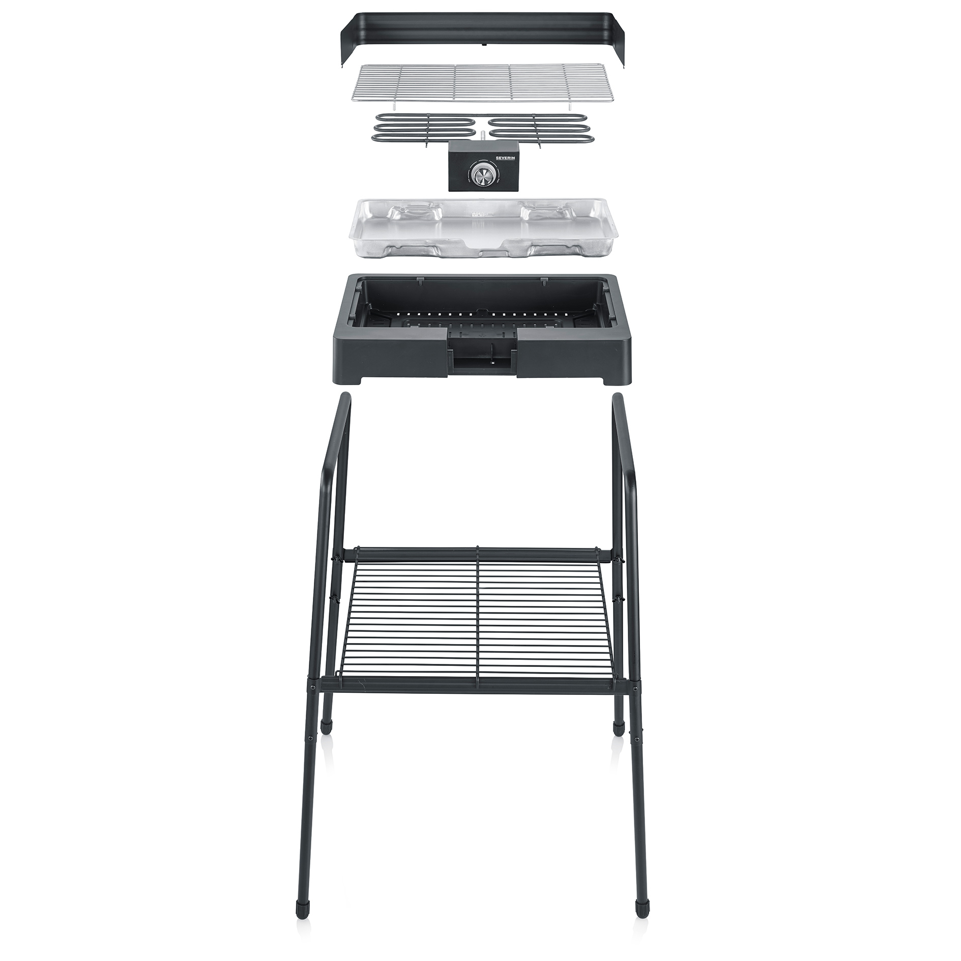 SEVERIN Standgrill PG 8566 - schwarz - mit Ablagerost