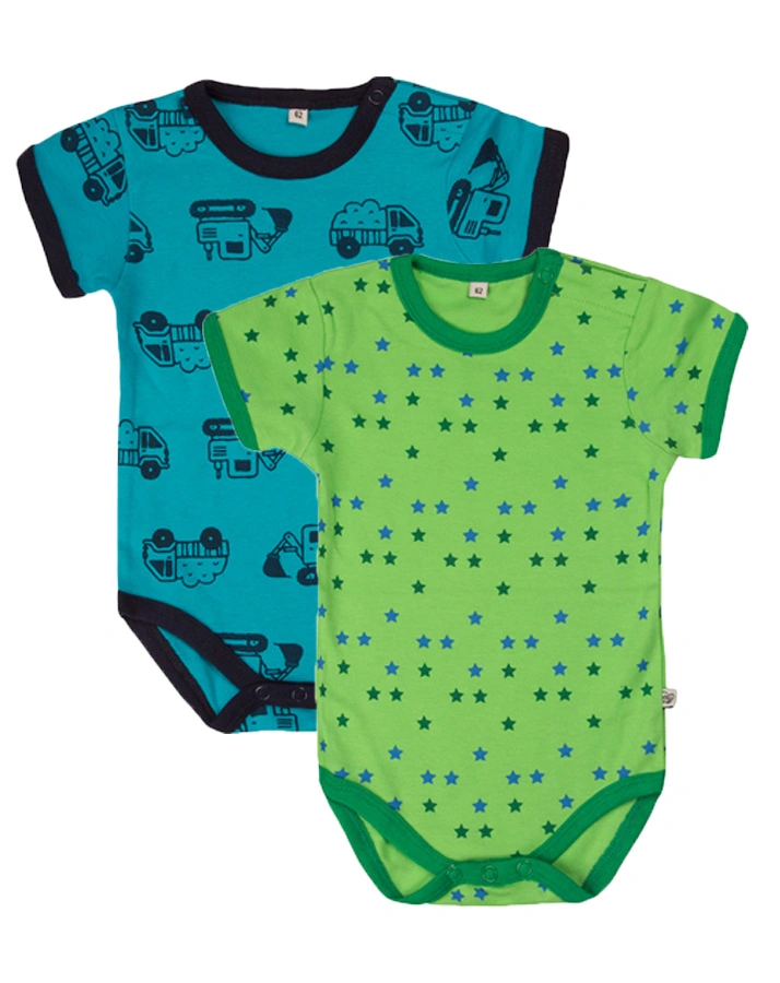 Kurzarmbody BOY WORLD 4er-Pack in dunkelblau/grün