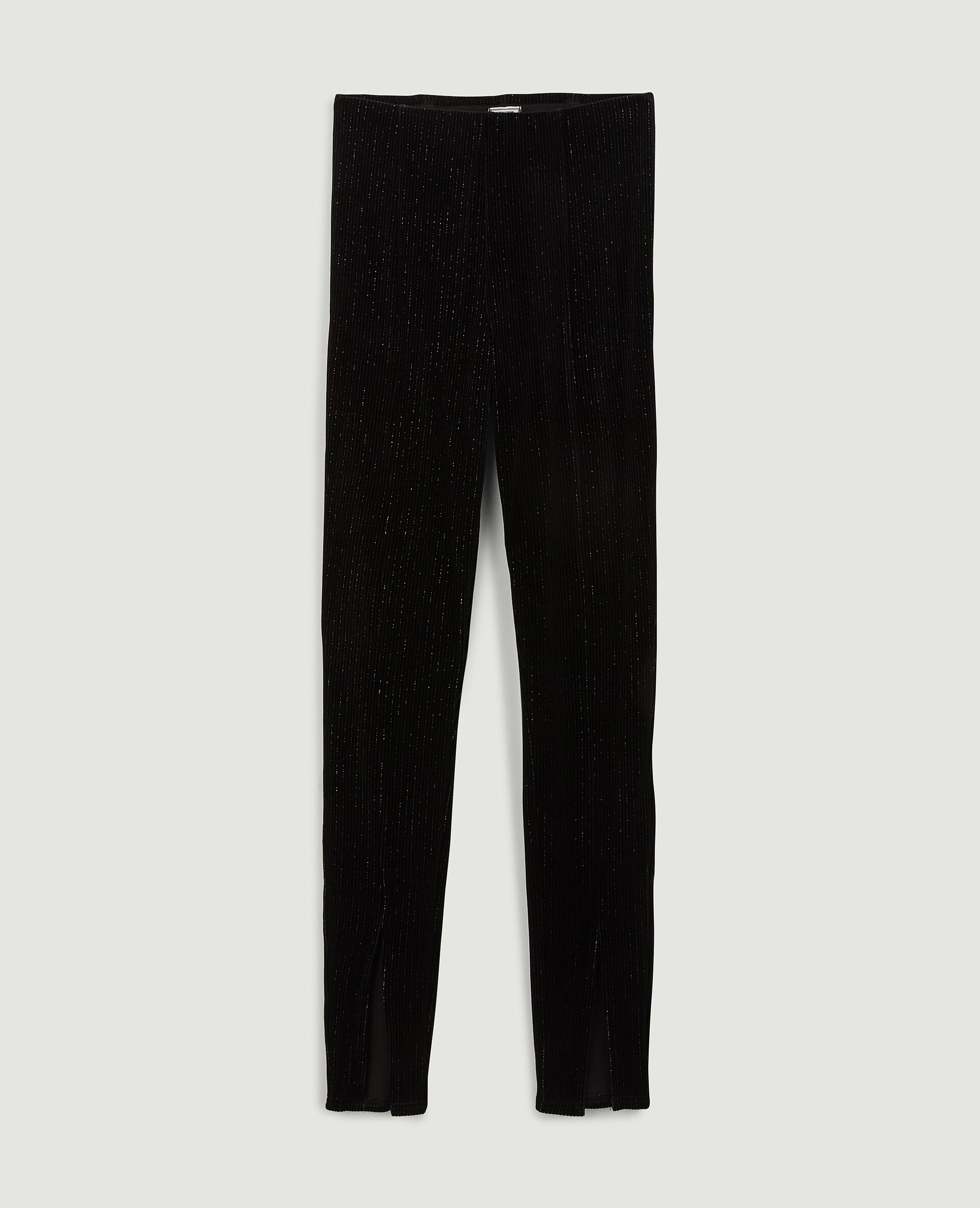 Legging en velours et lurex avec fentes - Noir