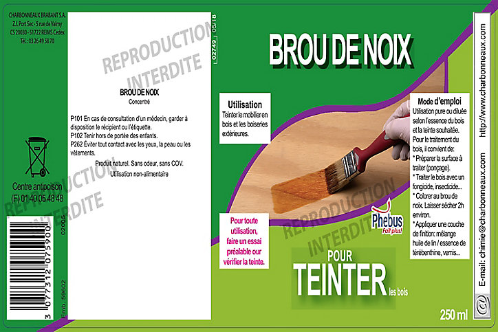 Brou de noix pour teinter Phebus 250ml