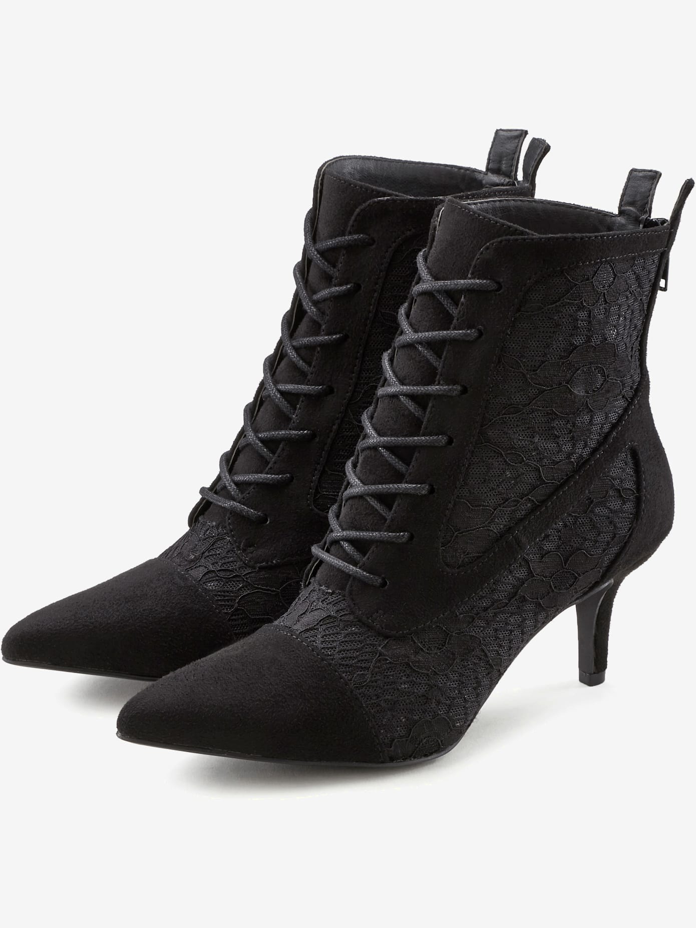 Bottines à lacets détails en dentelle tendance