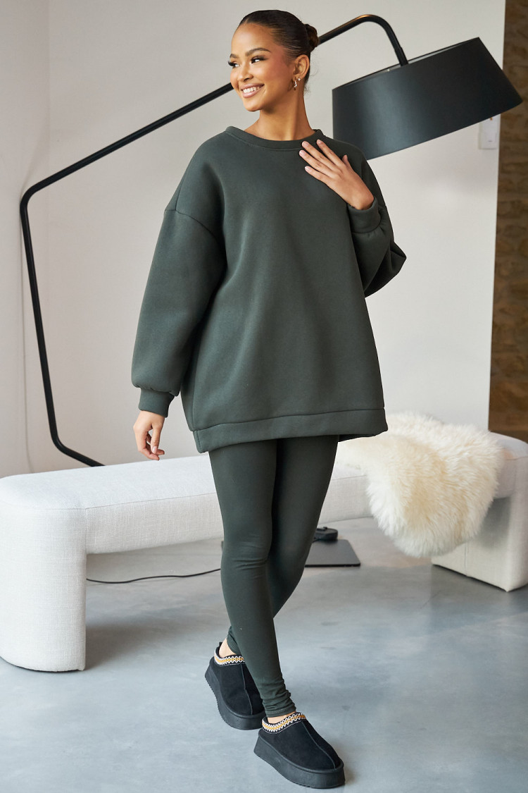 Ensemble 2 pièces sweat + legging kaki