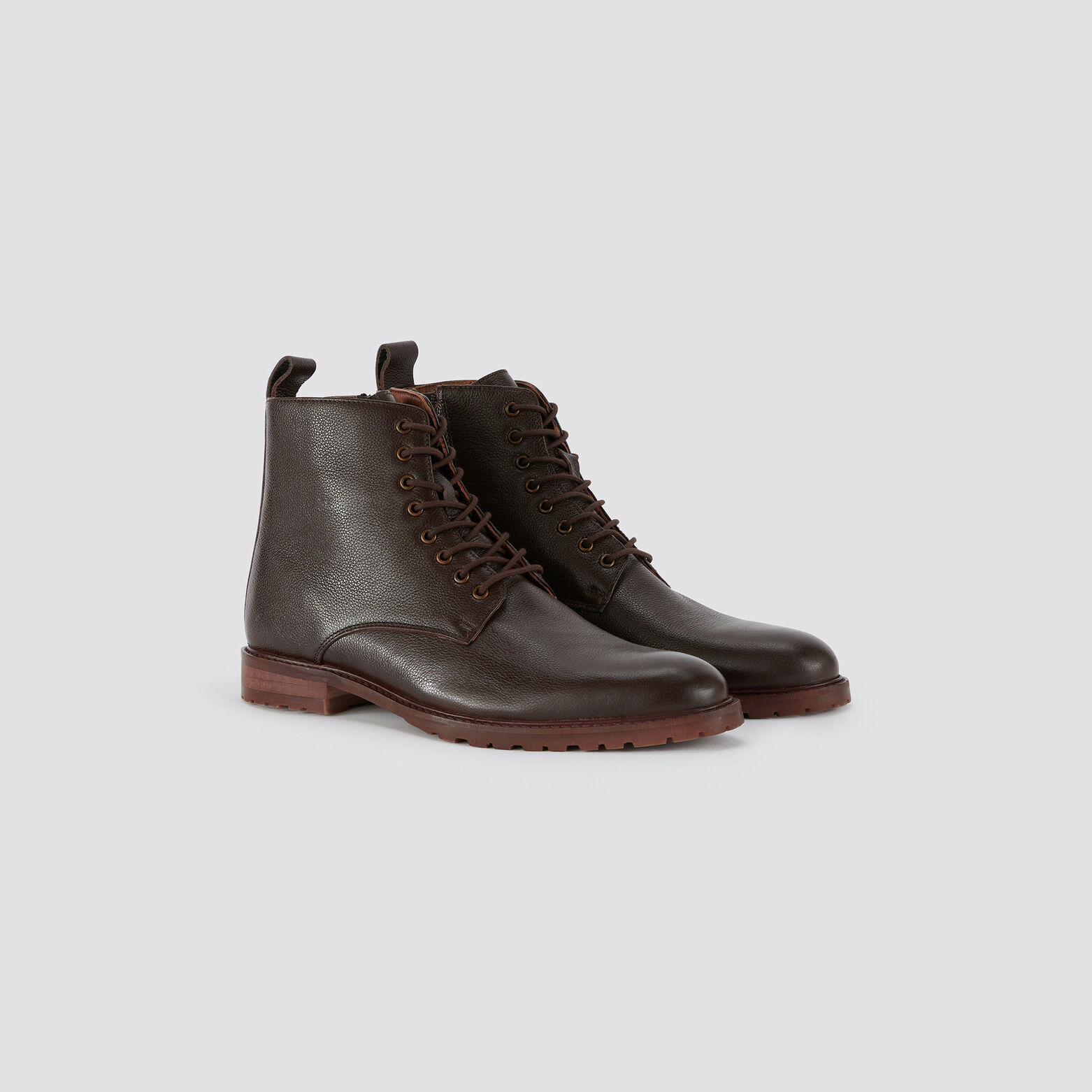 Boots en cuir grainé Marron