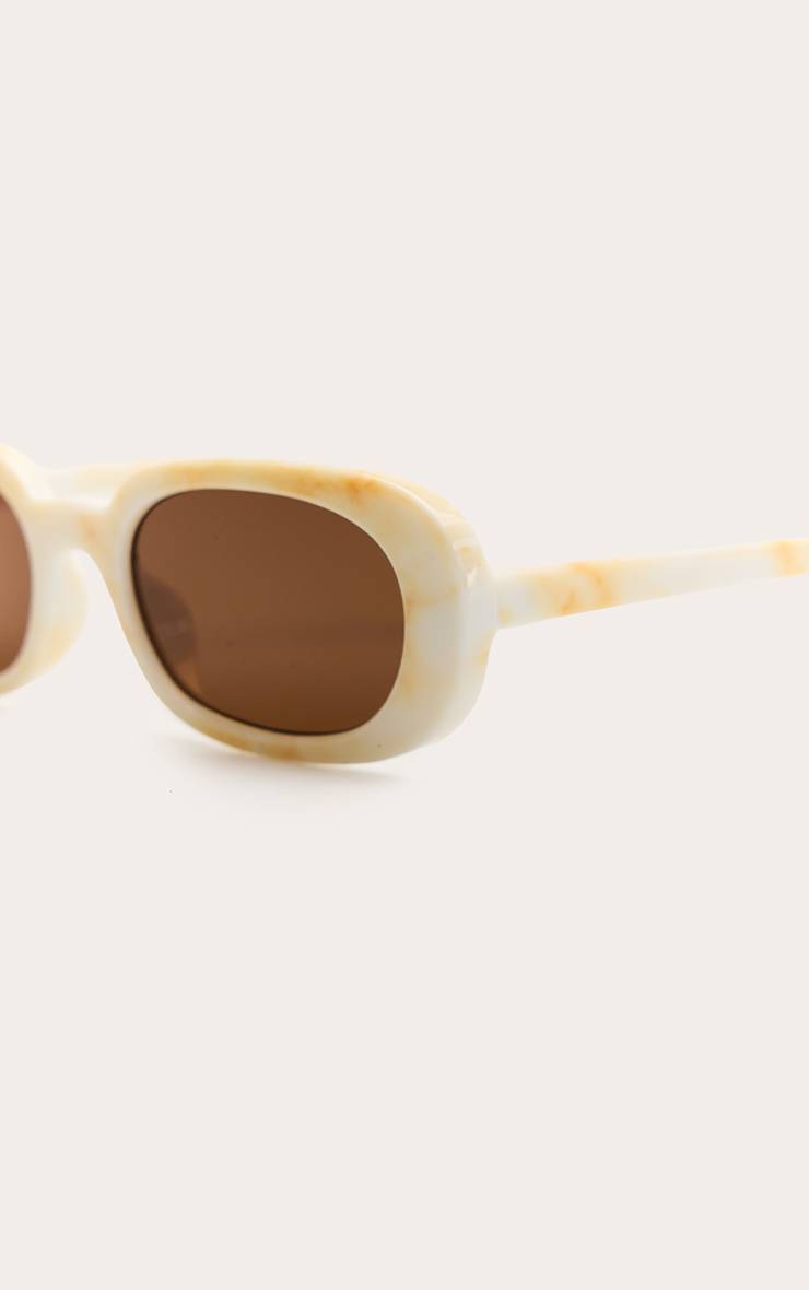 Crème Lunettes De Soleil Œil De Chat Arrondies À Verres Marbrés Marron