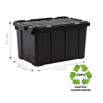 IRIS Powerbox Robuust Opbergbox - 50L - 100% Recycled Kunststof - Zwart - Set van 3
