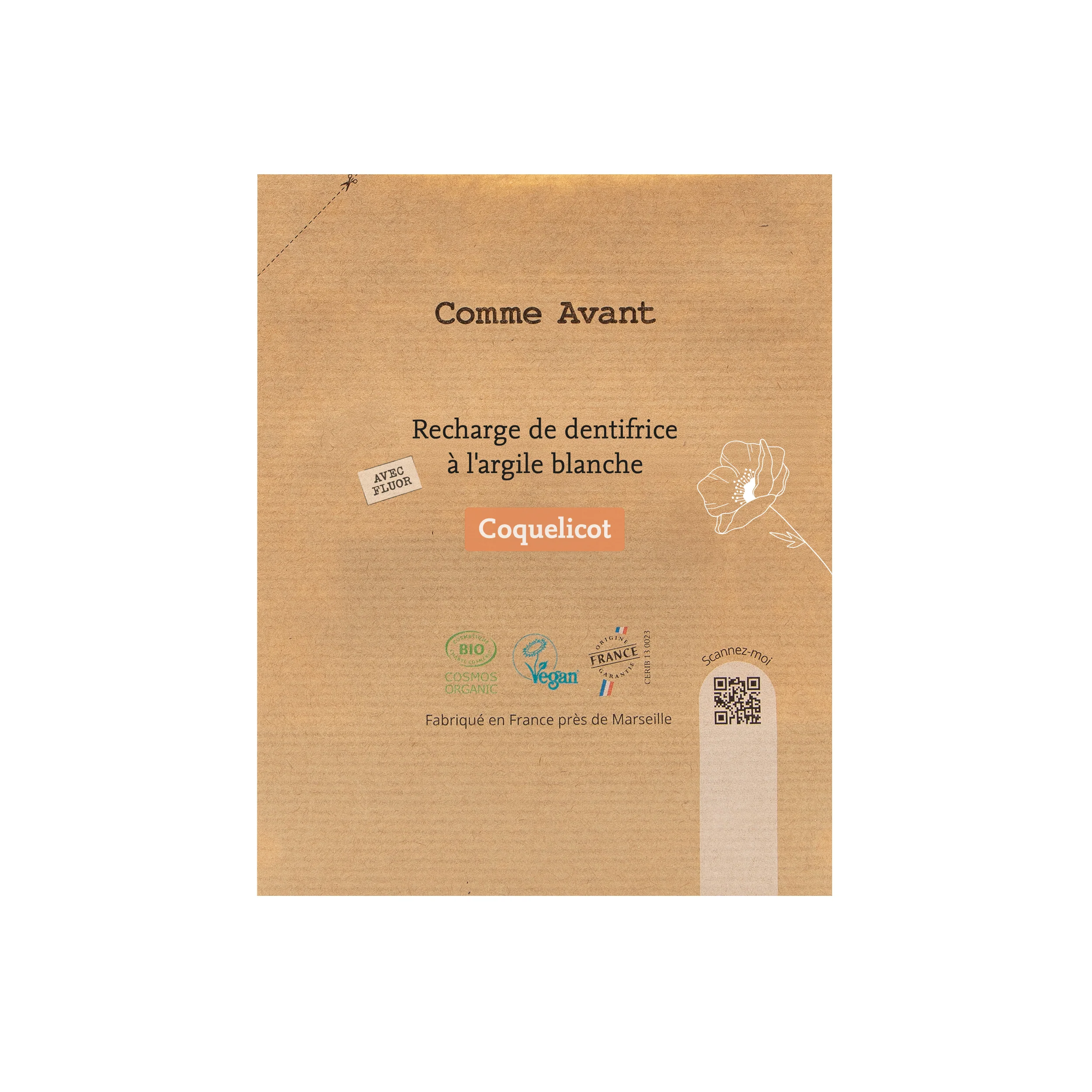 Dentifrice en pâte au coquelicot - Version 2 - 1 dentifrice - 90ml / Sans