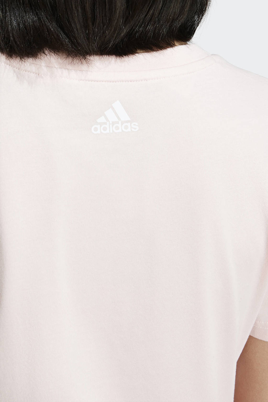 adidas T-shirt met logo lichtroze/wit