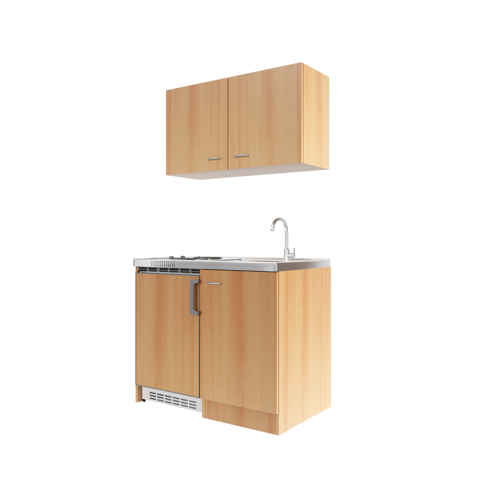 Single-Küche NANO - Buche - mit E-Geräten - 100 cm