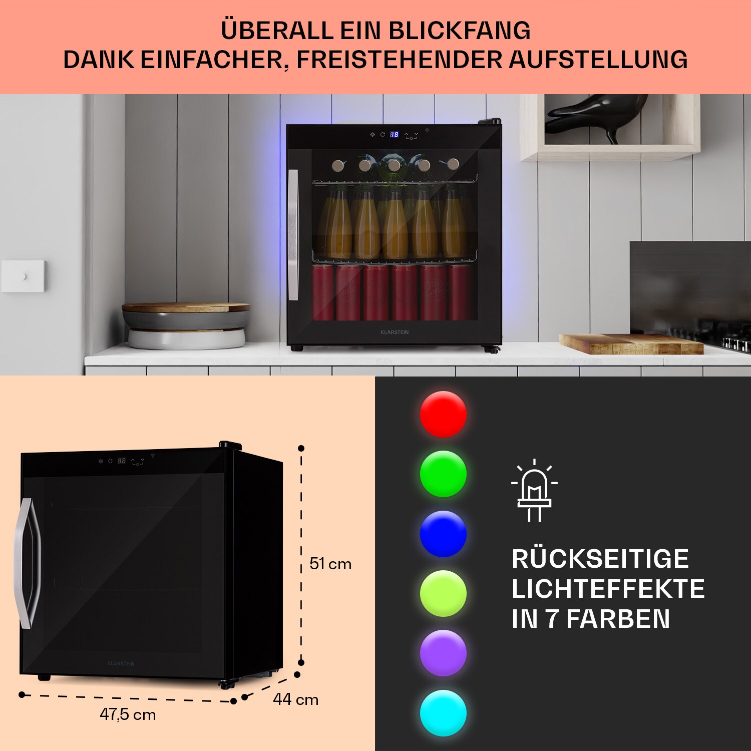 Coachella 50 Weinkühlschrank 47 Liter WiFi-Funktion Hintergrundbeleuchtung Edelstahl