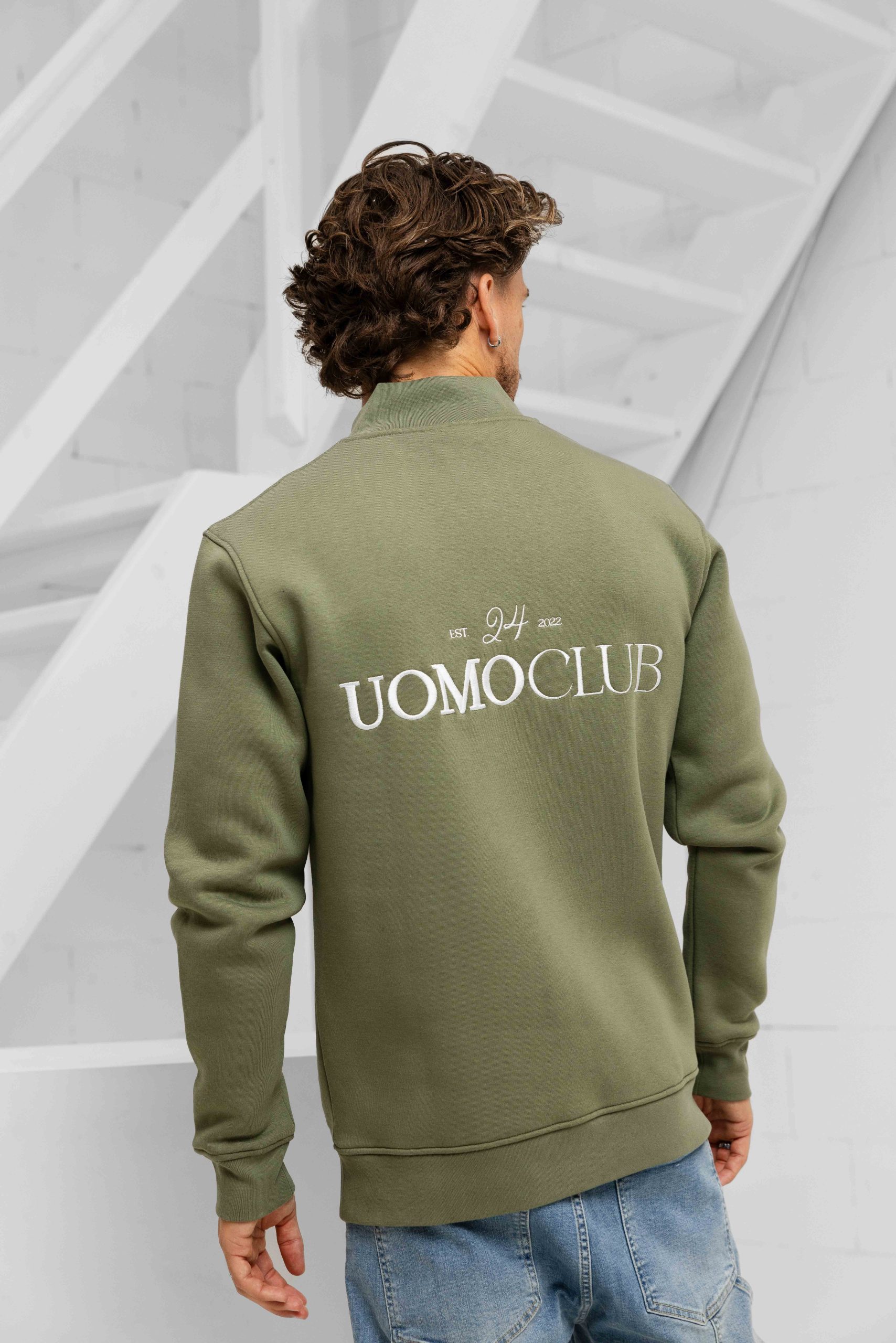 24 Uomo Club Half Zip Sweater Heren Army