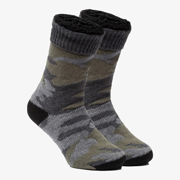 1 paar heren huissokken camouflageprint