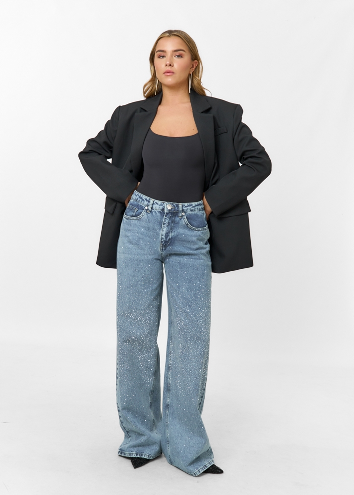 Birthe strass jeans lichtblauw