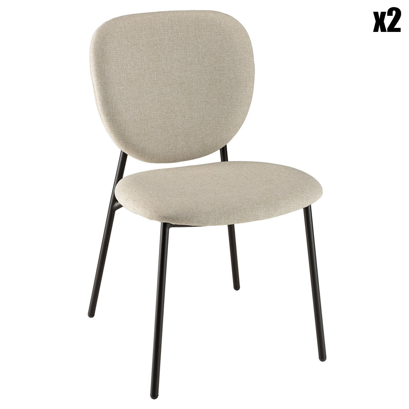Macabane 2 Chaises en Tissu Tom écru - 48x56x83 cm