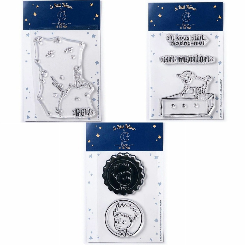 6 tampons transparents le petit prince et astéroïd + mouton + portraits