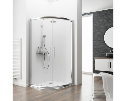 SCHULTE Kristall/Trend ExpressPlus R550 ronde douchecabine, 90x90 cm, helder glas, chroom profiel, inclusief douchebak