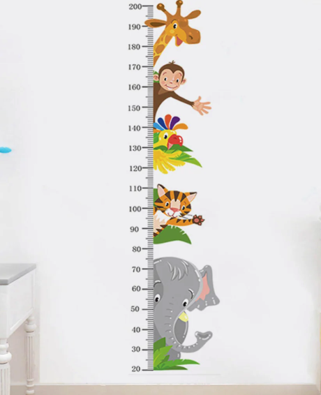 (20-200cm) Wandtattoo Kinderzimmer Aufkleber Wachstum Diagramm Deko Wandsticker - Dschungel Tiere