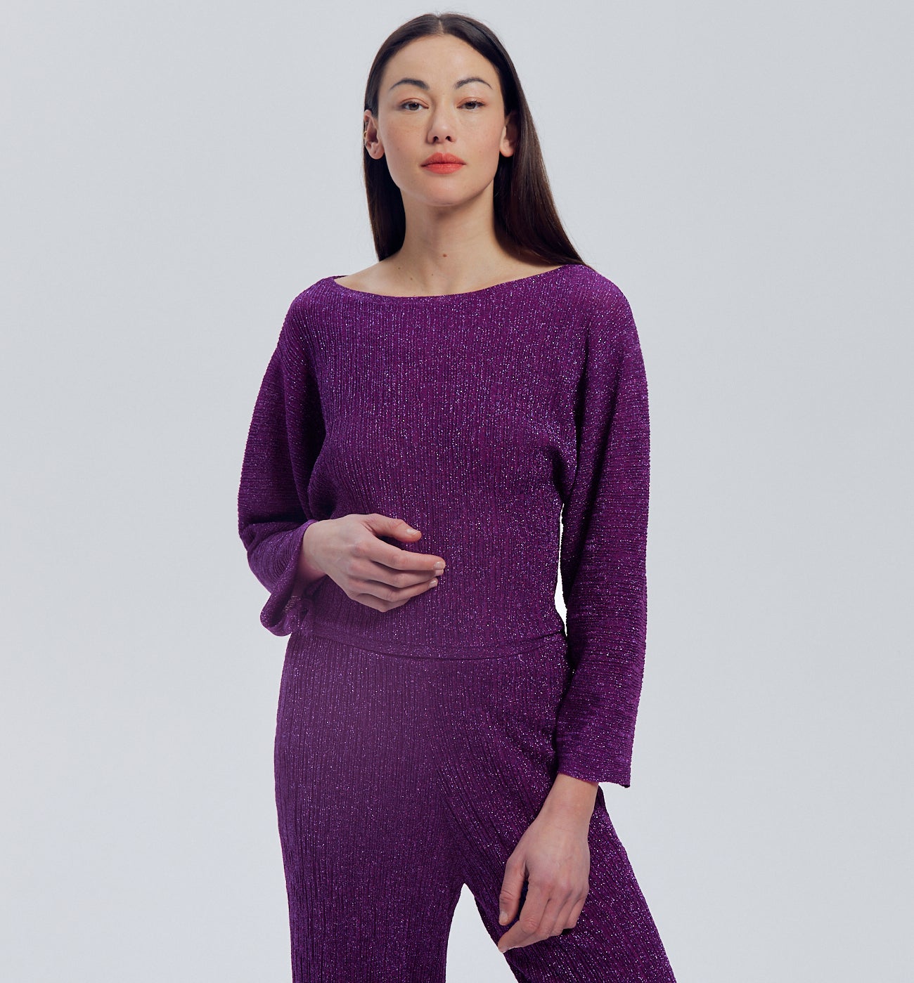 Pull fin à paillettes Femme - Violet