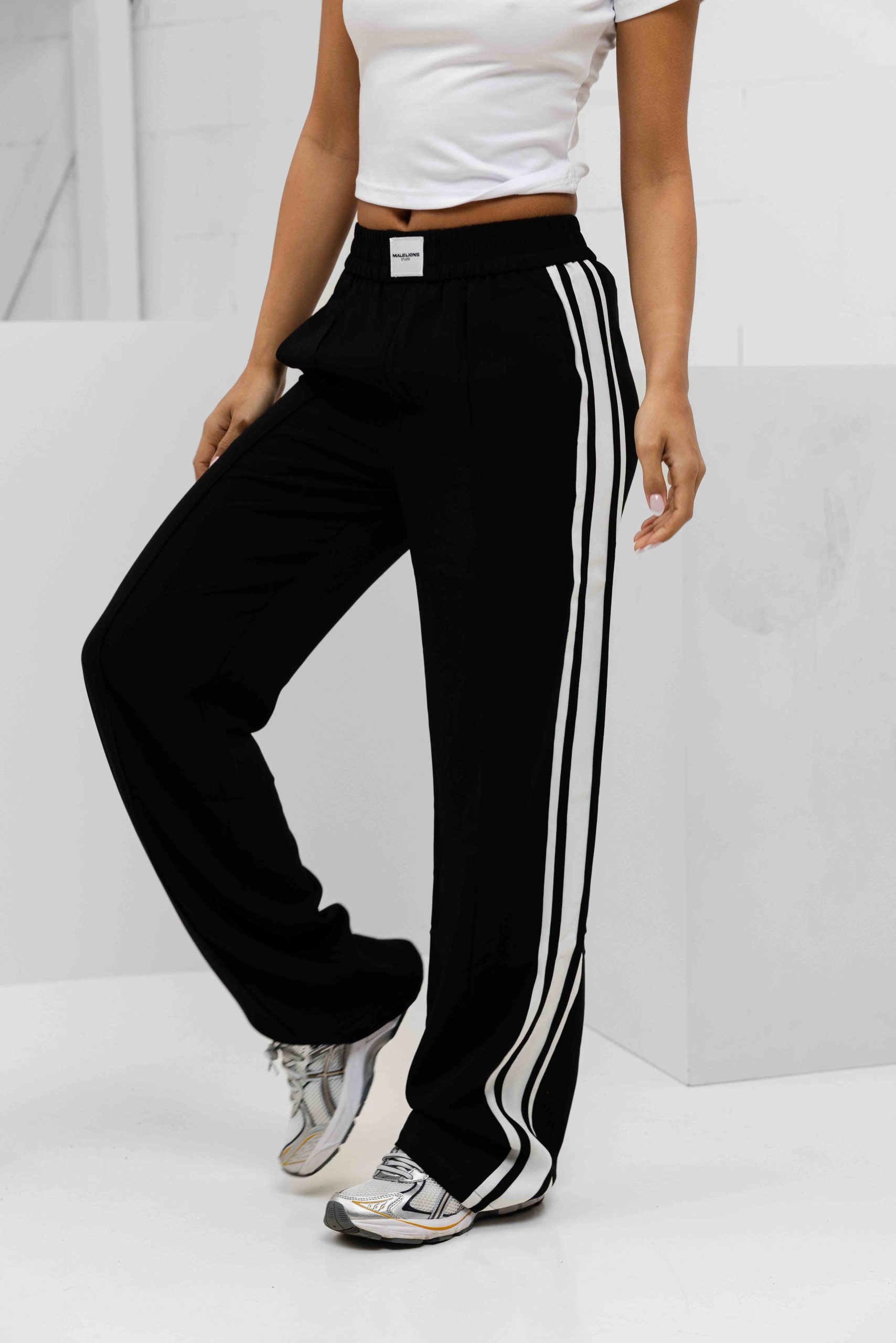 Malelions Studio Loose Fit Broek Dames Zwart/Wit