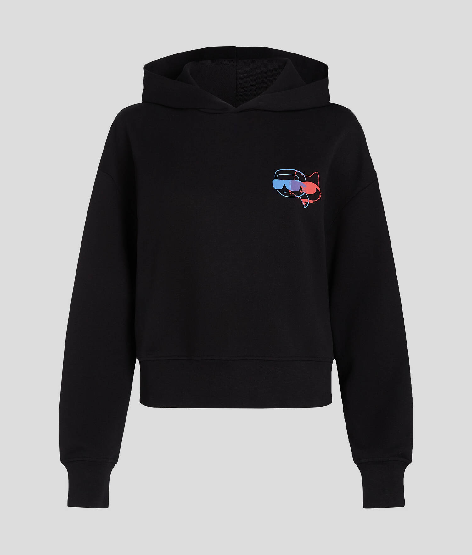 SWEAT À CAPUCHE COURT AVEC IKON DE COULEURS VIVES - Noir