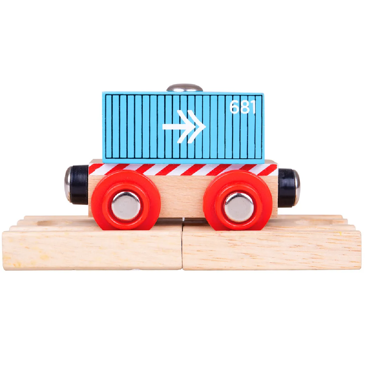 Bigjigs Rail Wagon Porte-conteneurs Bleu