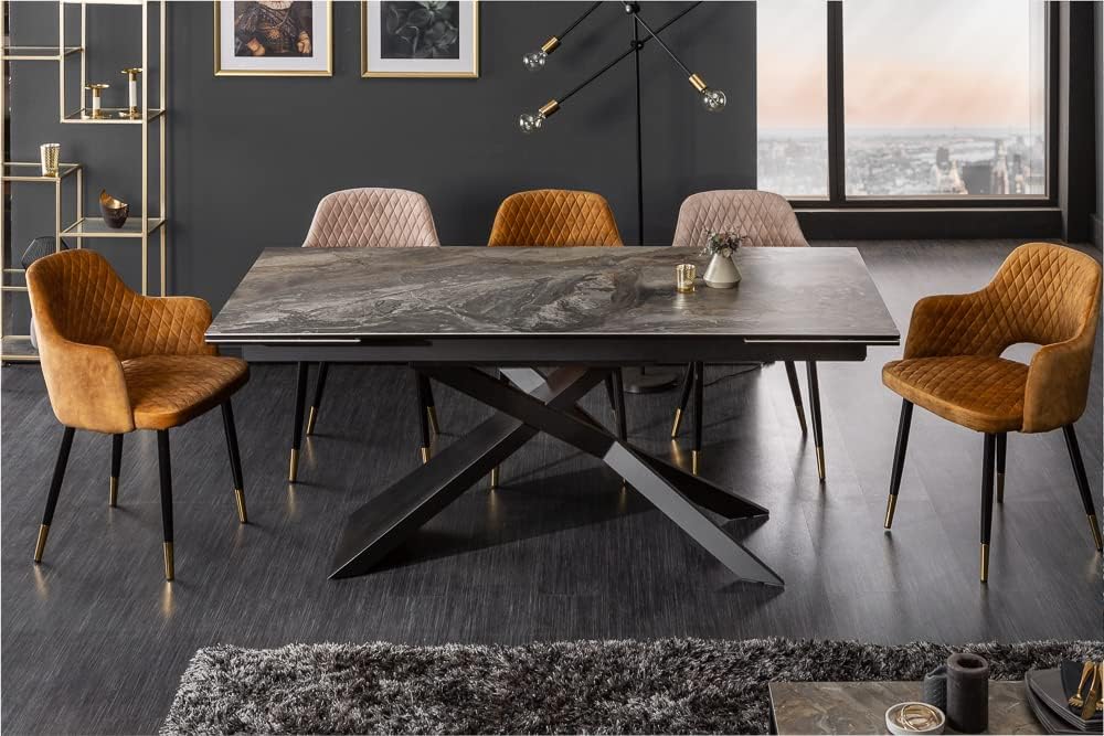 invicta INTERIOR Ausziehbarer Esstisch Euphoria 180-220-260cm Taupe Keramik Made in Italy