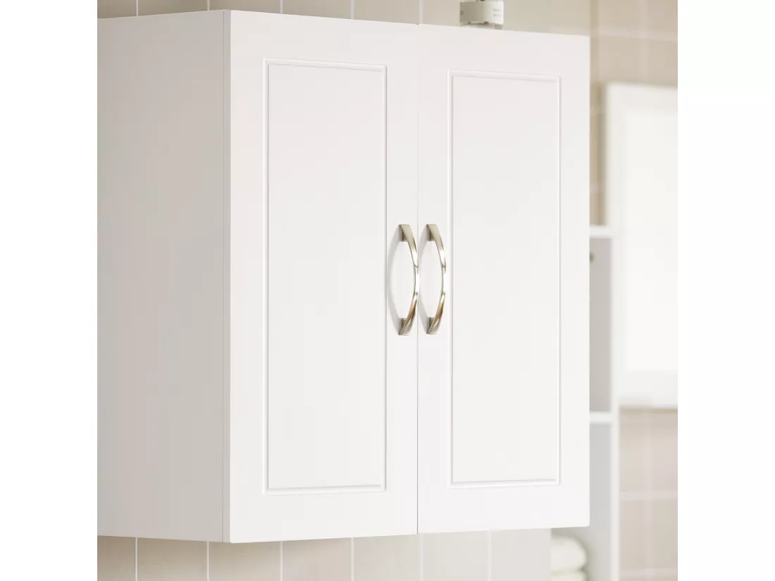 Salle de Bain Suspendue Placard Commode Murale – 2 Portes - Blanc, FRG231-W