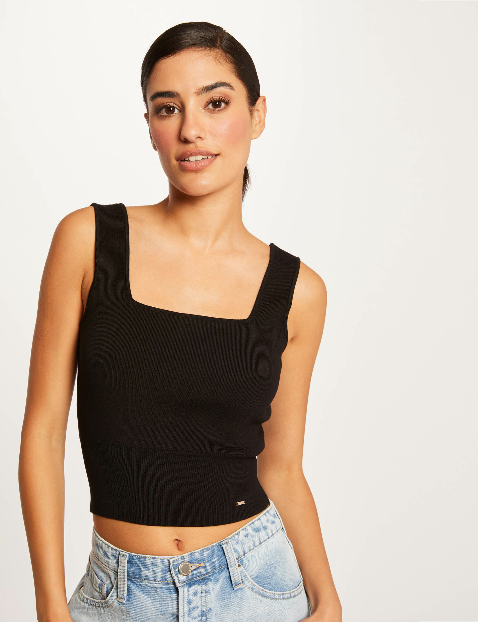 Débardeur pull bretelles larges noir femme - noir