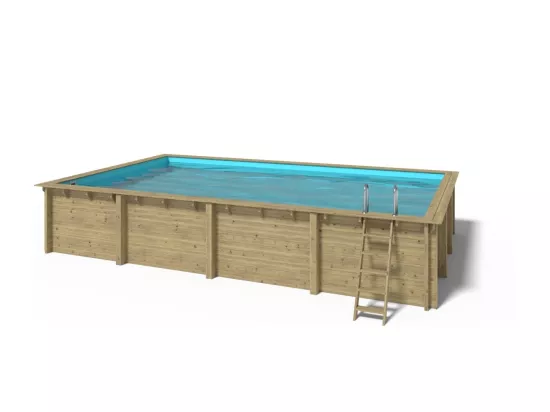 Piscine en bois 8,20x5,20 - H.1,45 m - avec filtration et coffre - BAS759OSPI+SZA - ALTANKA