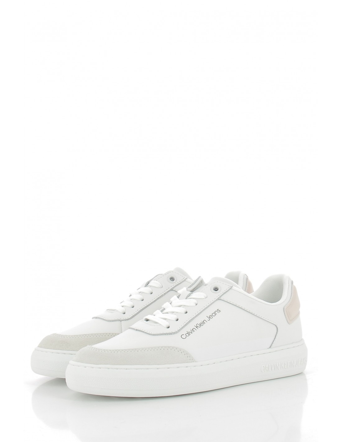 calvin klein baskets de ville femme casual cupsole cuir blanc/rose