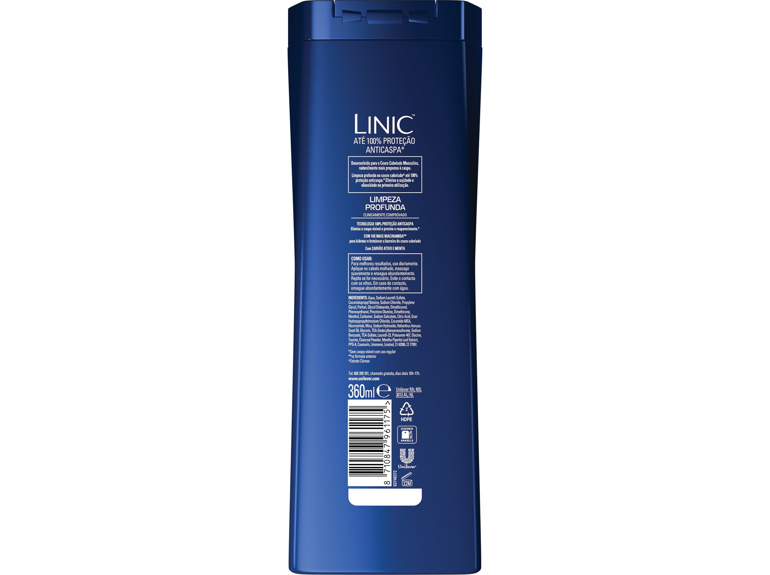 CHAMPÔ LINIC ANTI-CASPA MEN LIMPEZA PROFUNDA 360ML