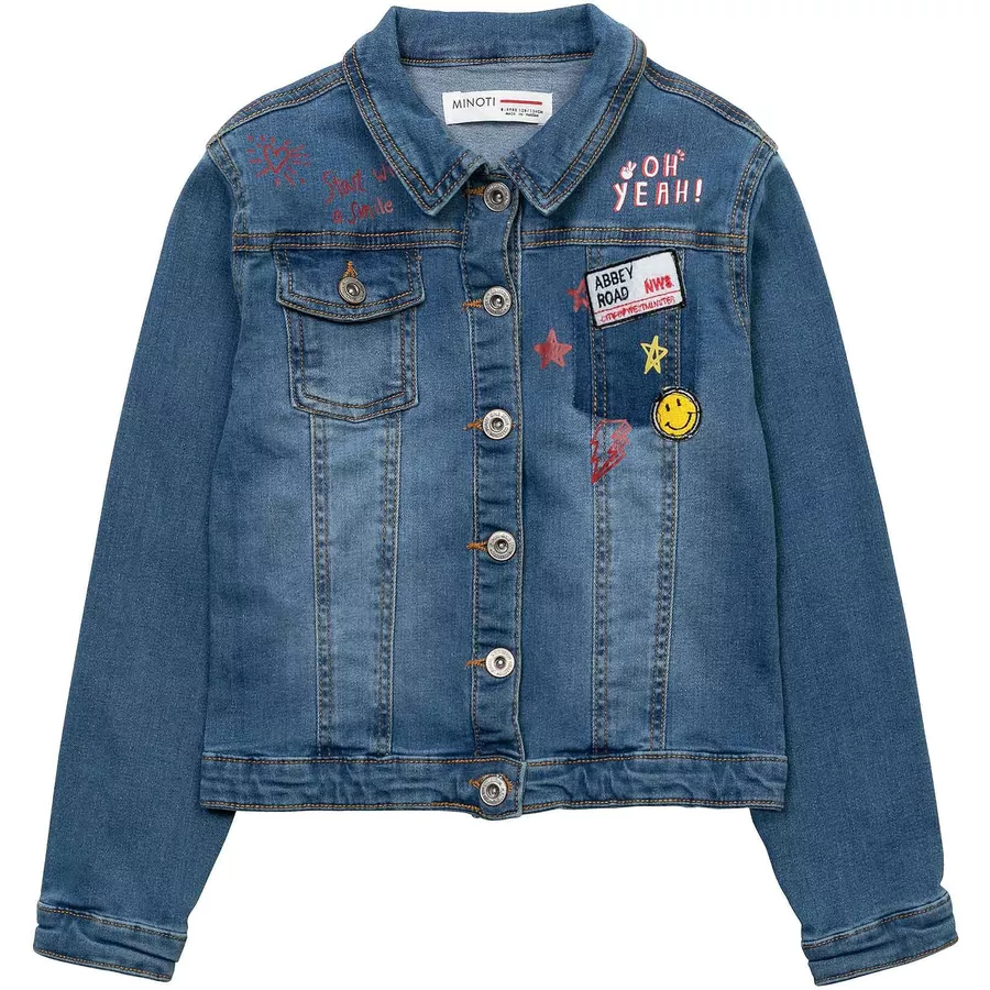 MINOTI Jeansjacke mit Aufnähern Denim-Blau