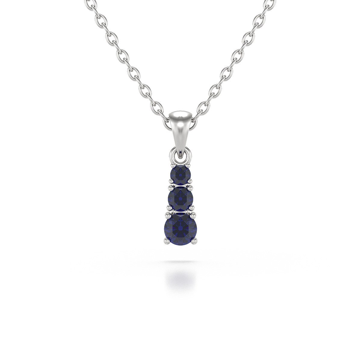 Collier Pendentif Saphir avec Chaîne en Argent 925 - 0.45gr | Aden Boutique